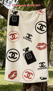 Chanel Coco Noir Perfume & Lips Flannel Throw Blanket IMG_6904